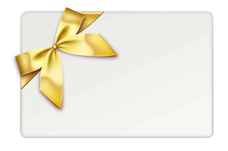 Gift Card with Gold Gift Bow and Ribbons
